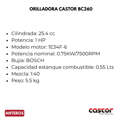 ORILLADORA CASTOR BC260 EJE RECTO